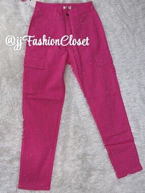 Hot pink Jeans With Rhinestones 💕